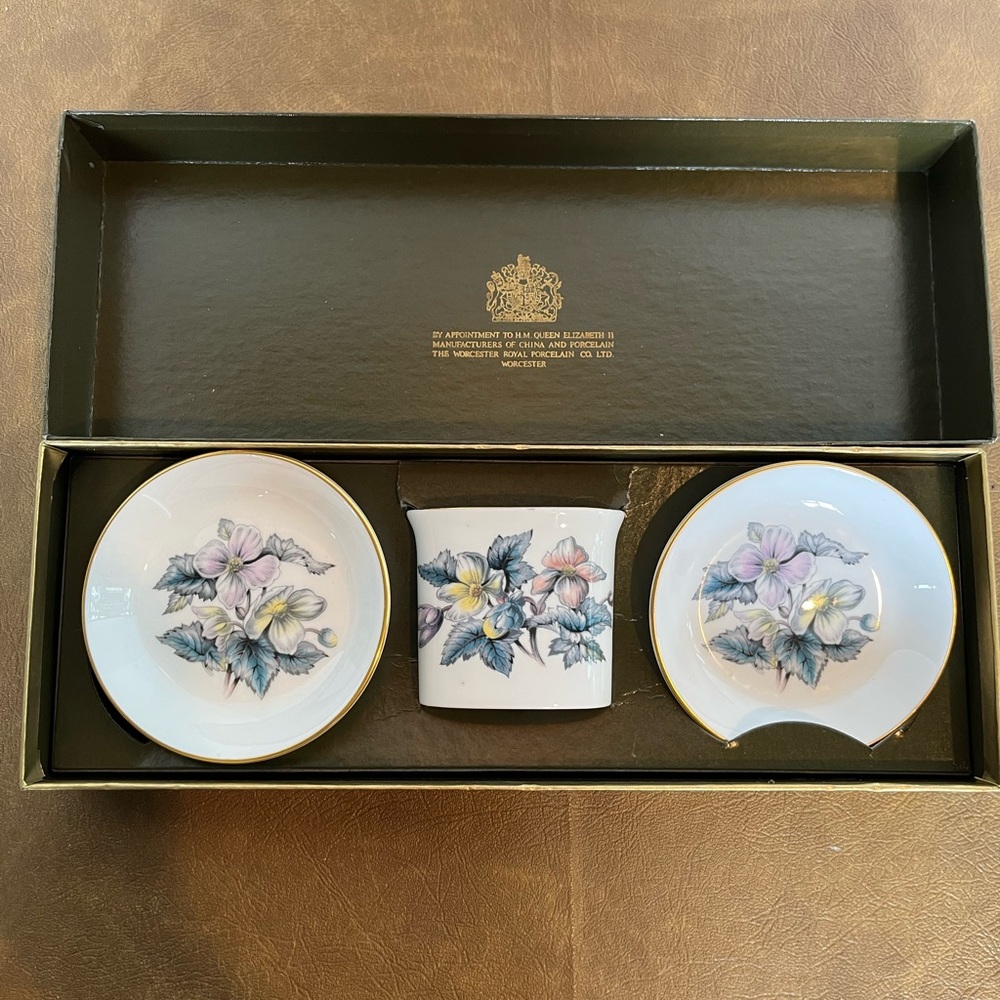Vintage Royal Worcester Fine Bone China Smoking Set New in Box